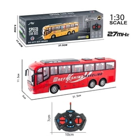 AIGIA 1:30 Scale 27MHZ Lights Simulation School Bus Rc Bus Electric Remote Control Car with Light School Bus Toys