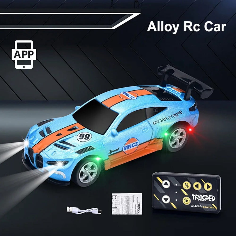 AIGIA 1:64 Mini Alloy Remote Control Car 4WD Drift Wireless Remote Control Racing Car Model APP Remote Control Racing Car Toy Gift