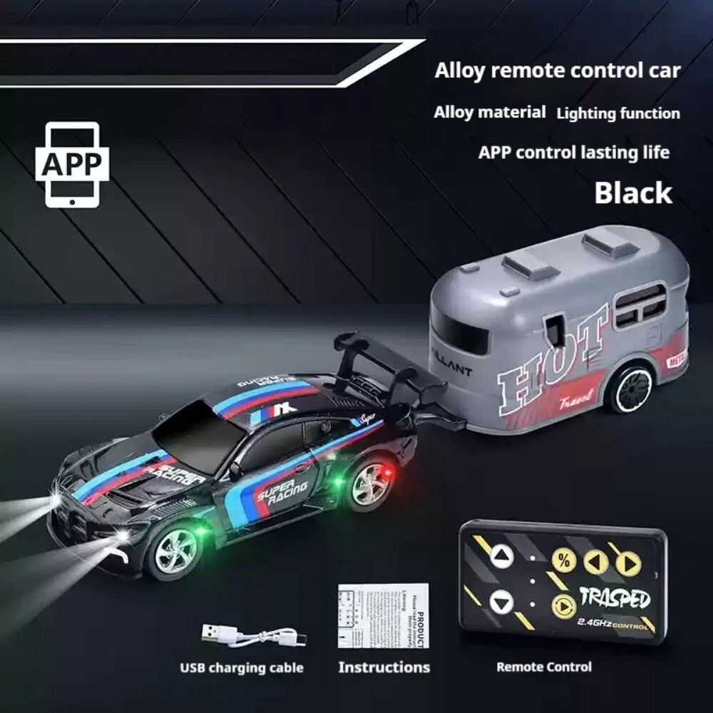 AIGIA 1:64 Mini Alloy Remote Control Car 4WD Drift Wireless Remote Control Racing Car Model APP Remote Control Racing Car Toy Gift