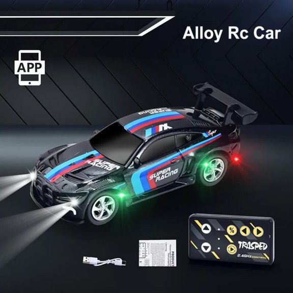 AIGIA 1:64 Mini Alloy Remote Control Car 4WD Drift Wireless Remote Control Racing Car Model APP Remote Control Racing Car Toy Gift
