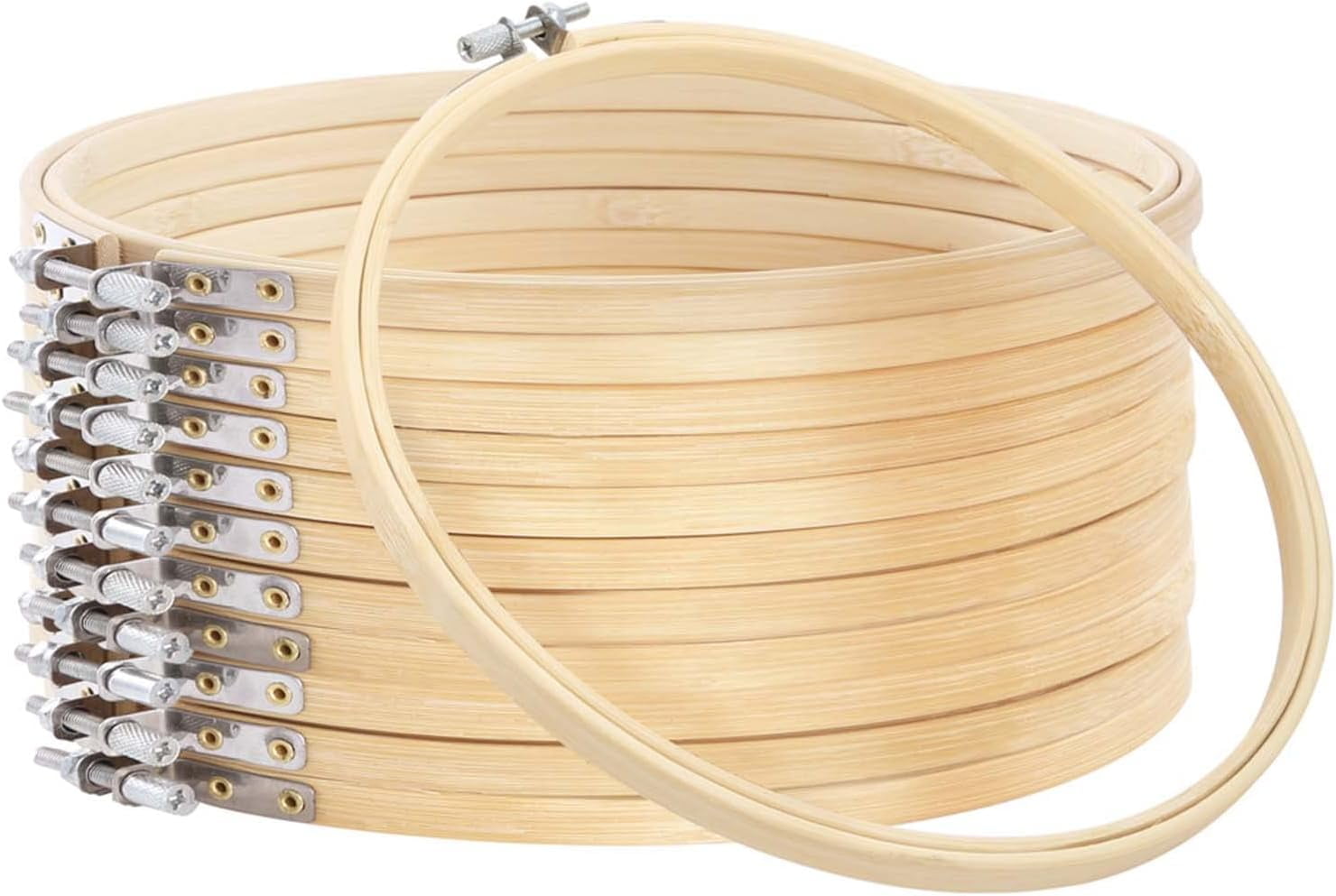 AIGIA 12 Pieces 4 Inch-12 Inch Round Embroidery Hoop Bulk Wholesale Circle Cross Stitch Hoop Ring