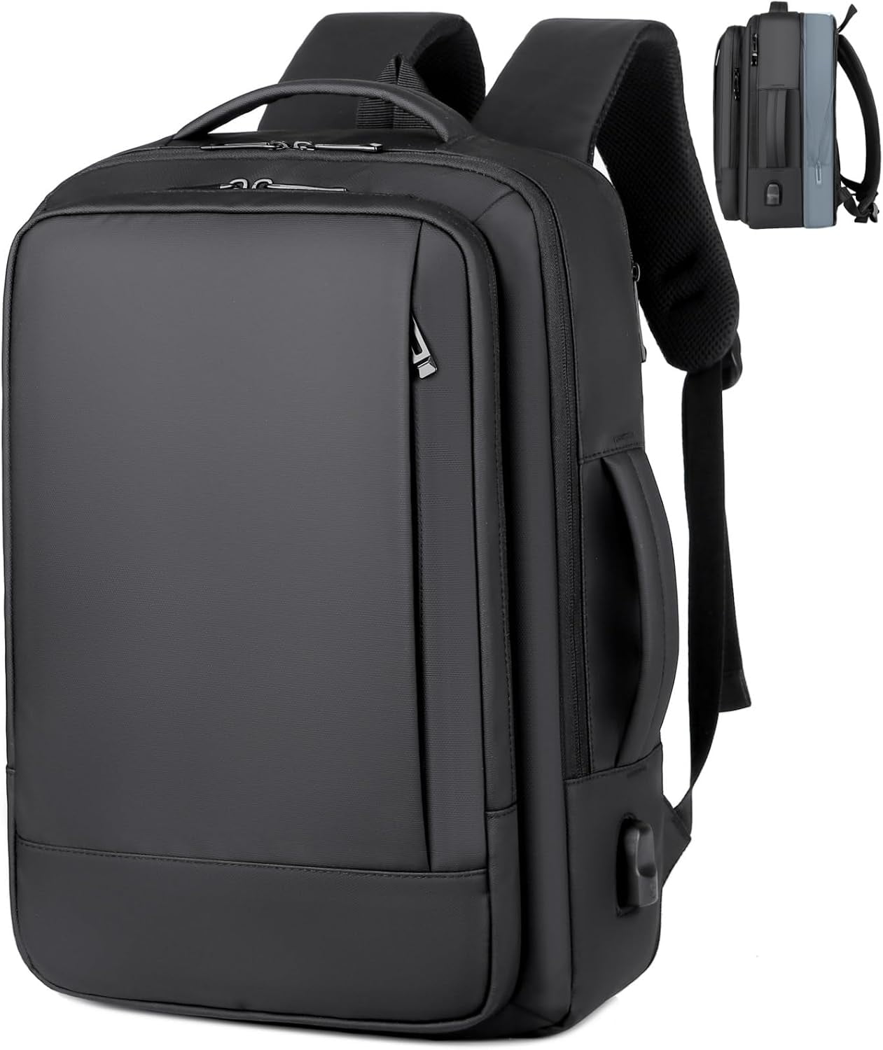 Travel Laptop Backpack With USB Charging Port - Anti-Theft Water Resistant Bag For 15.6" Laptops