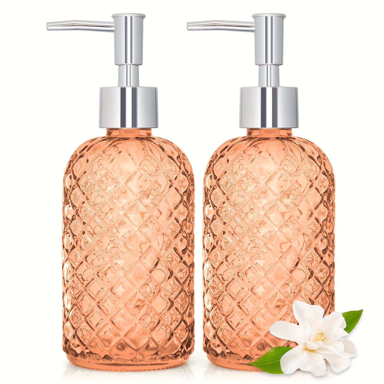 AIGIA 2 Pack Bathroom Soap Dispenser 16 OZ Glass Soap Dispenser with Stainless Pump, Liquid Hand Soap Dispenser, Kitchen Soap Dispenser