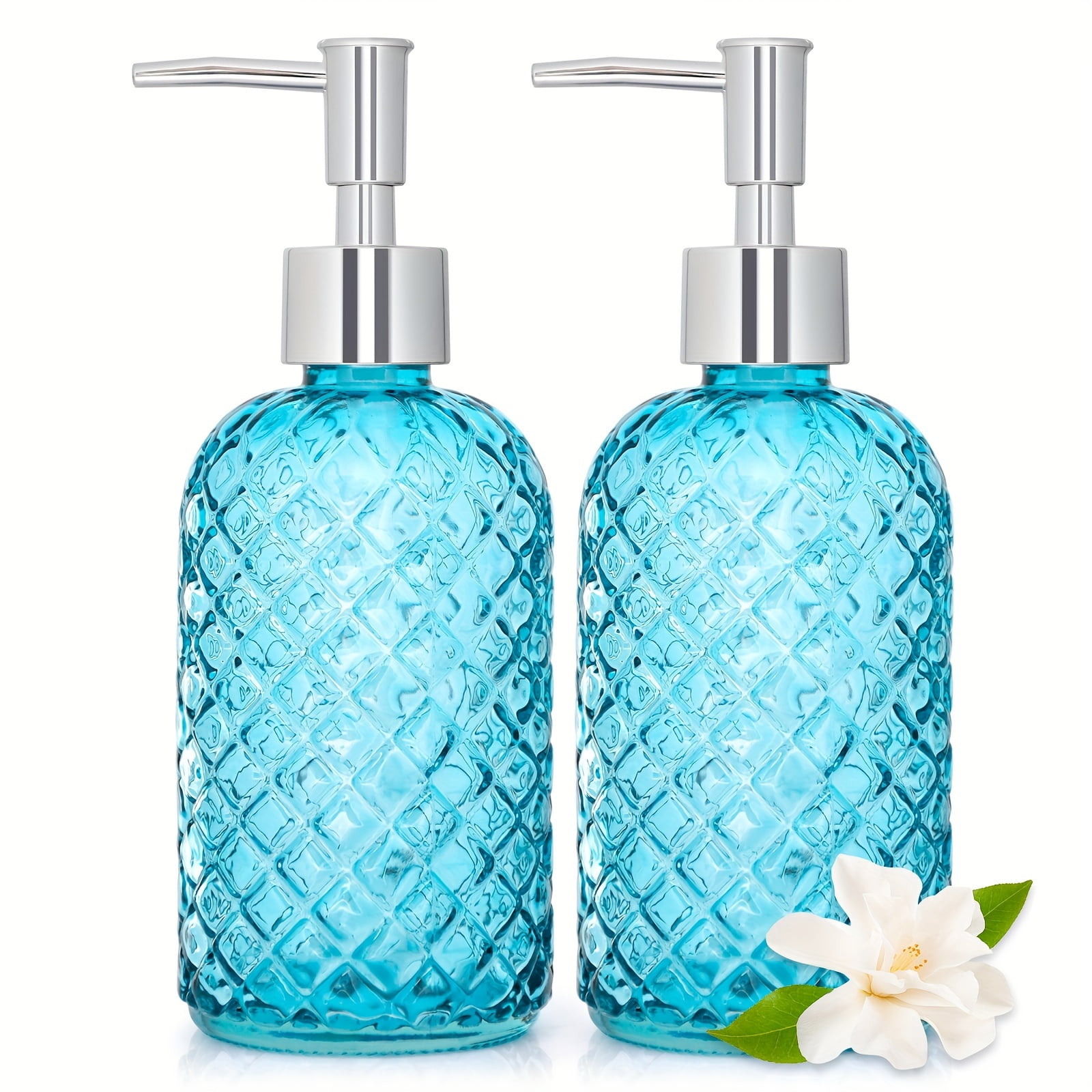 AIGIA 2 Pack Bathroom Soap Dispenser 16 OZ Glass Soap Dispenser with Stainless Pump, Liquid Hand Soap Dispenser, Kitchen Soap Dispenser