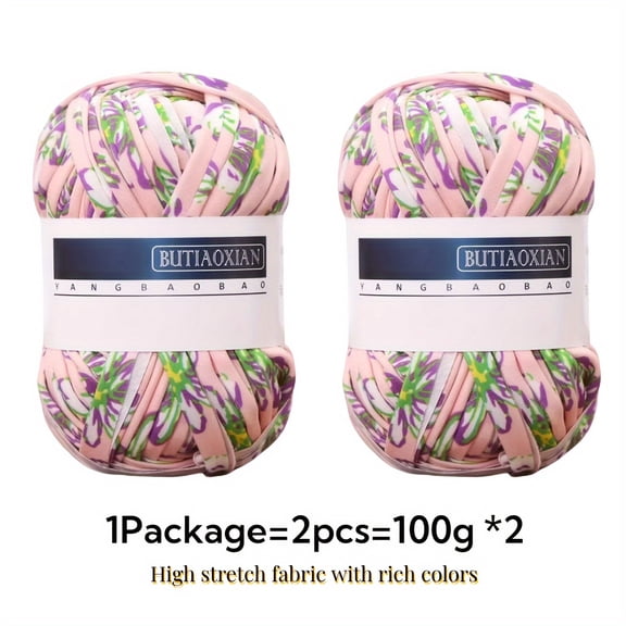AIGIA 2 Pack Colorful T-Shirt Yarn Knitting Yarn Fabric Crochet Cloth for DIY Knitted Fabric Art for Crocheting/Bag/Basket/Coaster