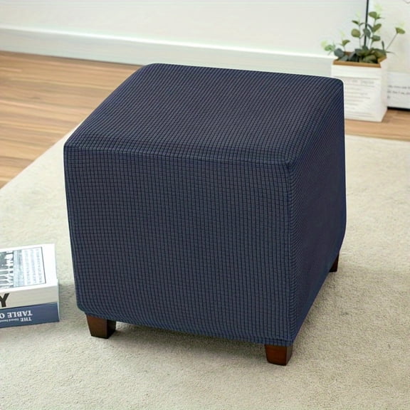 AIGIA 2 Pack Stretch Square Ottoman Stool Cover Furniture Protector for Bedroom Office Living Room Home Decor