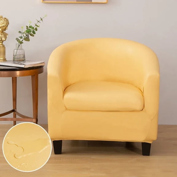 AIGIA 2 Piece Club Chair Slipcover Stretch Barrel Chair Covers PU Waterproof Solid Tub Chair Slipcovers for Living Room 