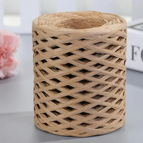 AIGIA 200m/Roll Natural Raffia Straw Yarn For Knitting Crocheting Paper Threads DIY Handmade Summer Sunhat Beach Bag