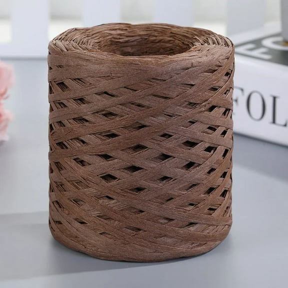 AIGIA 200m/Roll Natural Raffia Straw Yarn For Knitting Crocheting Paper Threads DIY Handmade Summer Sunhat Beach Bag