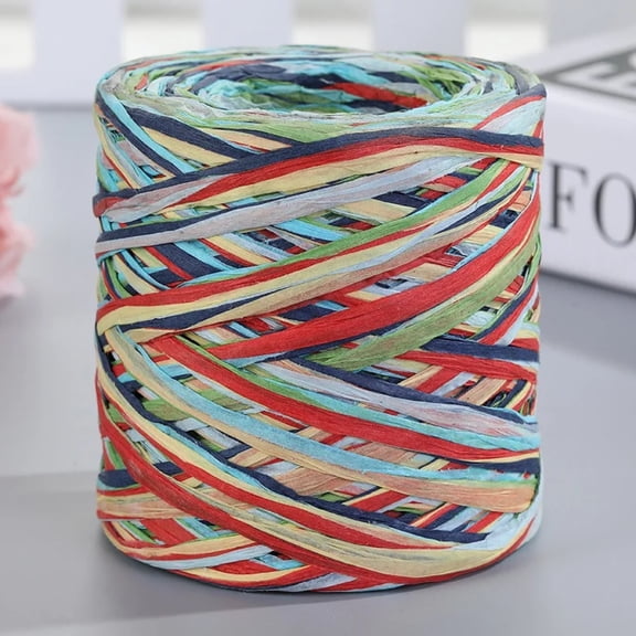 AIGIA 200m/Roll Natural Raffia Straw Yarn For Knitting Crocheting Paper Threads DIY Handmade Summer Sunhat Beach Bag