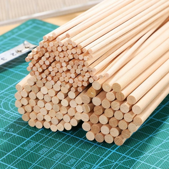 AIGIA 215 Pcs Wooden Dowel Rods Wood Sticks Unfinished Wooden Craft Sticks for DIY Molding Crafts Projects Making