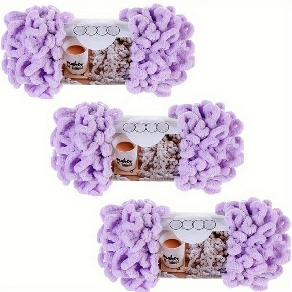 AIGIA 3 Pack Bulky Loop Yarn for Finger Knitting Soft Off The Hook Loop Chenille Yarn for Crocheting No-Needle Craft