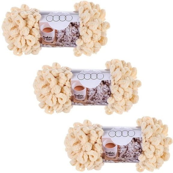 AIGIA 3 Pack Bulky Loop Yarn for Finger Knitting Soft Off The Hook Loop Chenille Yarn for Crocheting No-Needle Craft