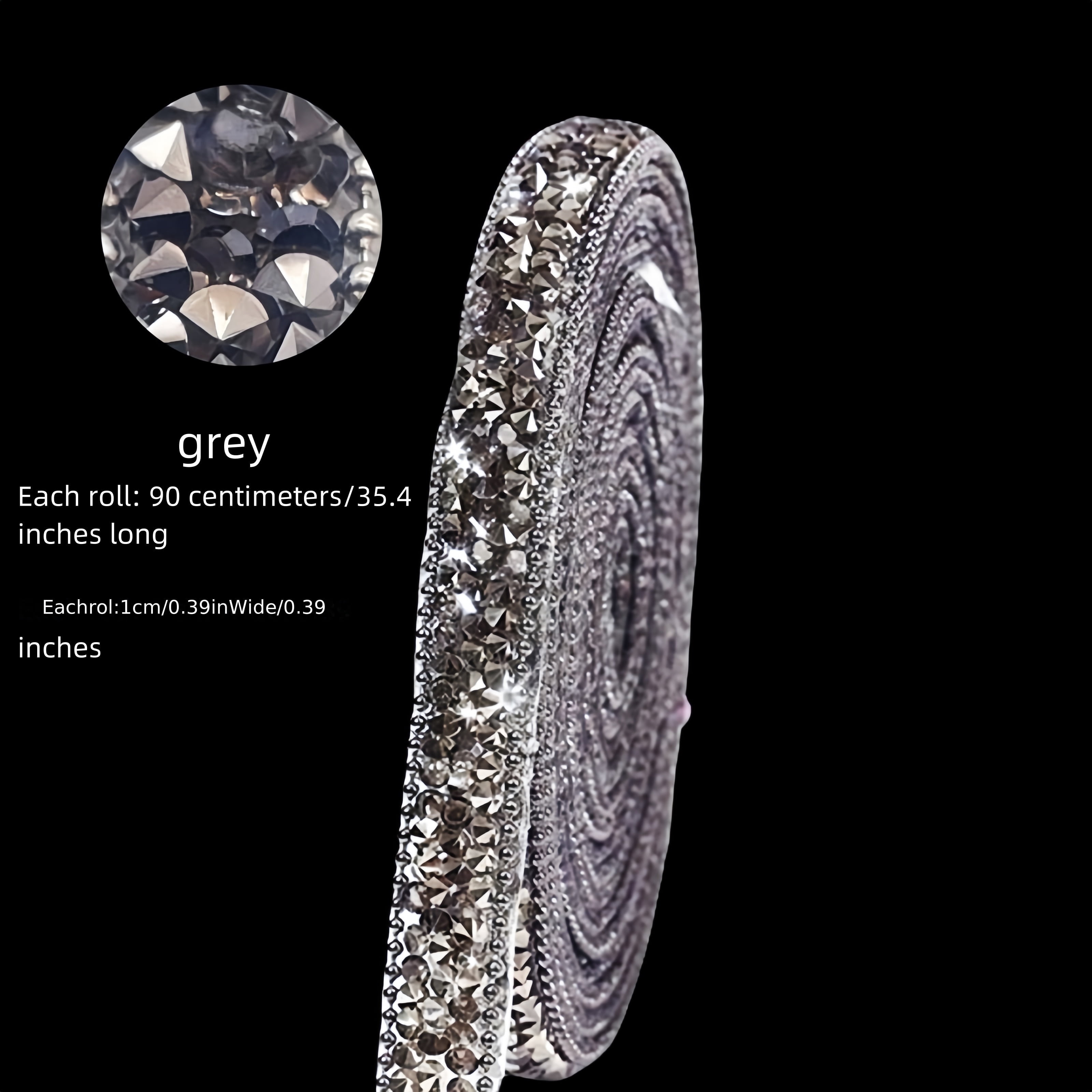 AIGIA 3 Yards Resin Rhinestone Ribbons Self Adhesive Diamond Crystal ...