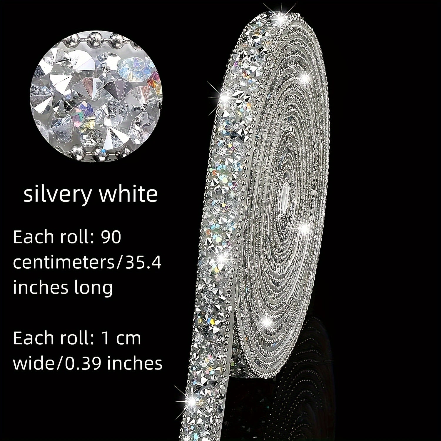 Self Ribbons AIGIA 3 Yards Resin Rhinestone Ribbons Self Adhesive Diamond Crystal ...