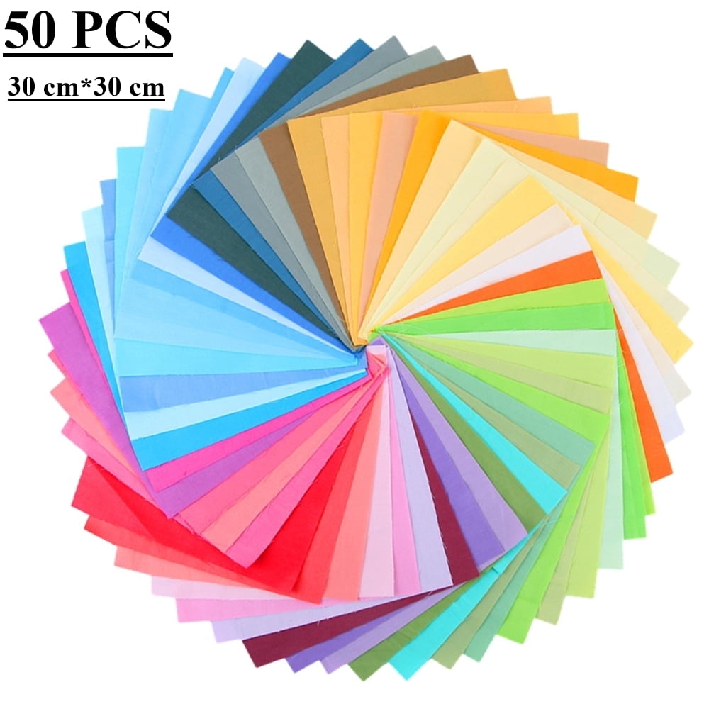 AIGIA 50 Piece Quilting Fabric Bundles Solid Colors Pure Cotton, Precut Squares Sewing Quilting Patchwork Scraps for DIY Crafting