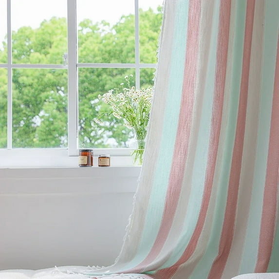 AIGIA Boho Curtains for Bedroom Living Room Light Filtering Country Farmhouse Vintage Chic Tassels Hollow Window Treatment Bohemian Drape 1 Panel