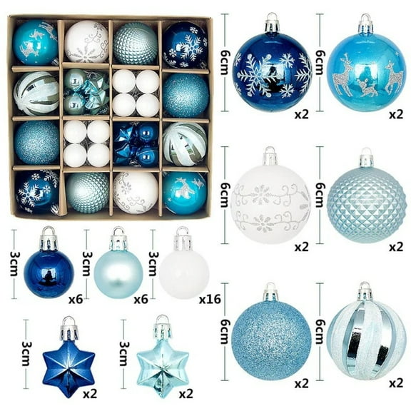 AIGIA Christmas Ball, 42pcs Christmas Ball Ornaments Set, 3/6 cm Christmas Tree Decorations, Hanging Christmas Baubles Balls Ornaments Set
