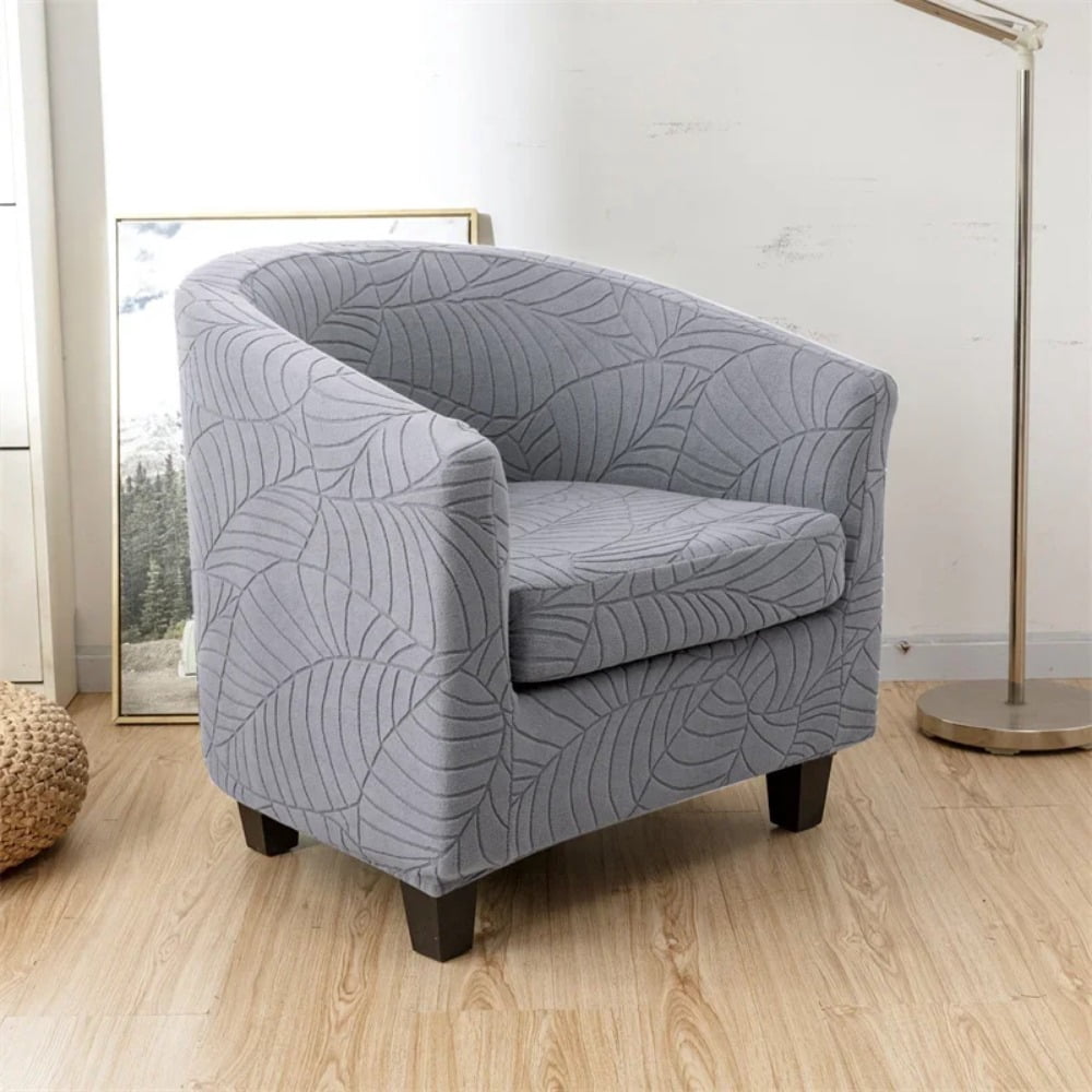 AIGIA Club Chair Covers Slipcover 2 Piece Leaf Jacquard Stretch Tub Chair Cover Barrel Chair Covers Soft Armchair Sofa Cover Couch
