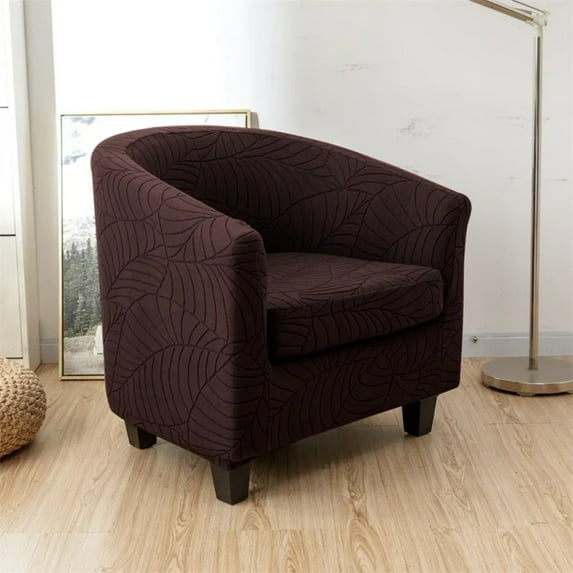 AIGIA Club Chair Covers Slipcover 2 Piece Leaf Jacquard Stretch Tub Chair Cover Barrel Chair Covers Soft Armchair Sofa Cover Couch