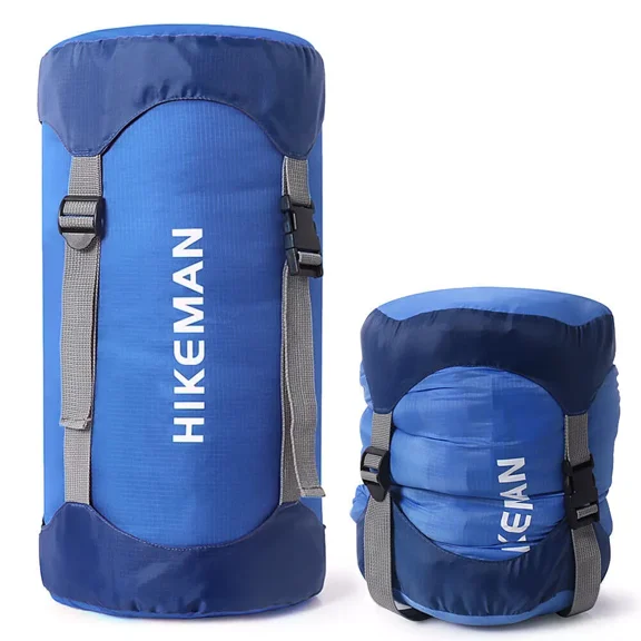 AIGIA Compression Sack Nylon Compression Stuff Sack Compression Stuff Sack Sleeping Bag Stuff Sack Ditty Bags with Dust Flap for Backpacking, Hiking, Camping, Traveling Blue/Orange