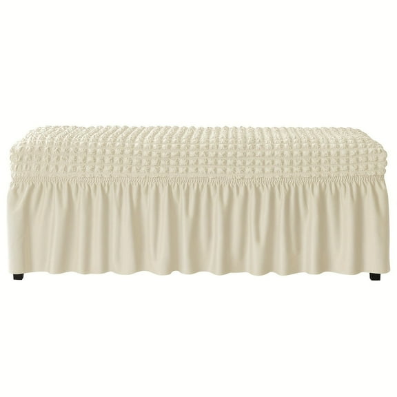 AIGIA Dining Bench Soft Stretch Slipcover with Skirt Footstool Protector Bubble Lattice Piano Bench Covers