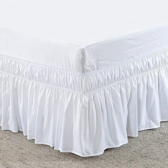 AIGIA Elastic Wrap Around Bed Skirt Dust Ruffle Smooth Soft Bed Frame Cover 15-inch Drop Easy To Put On