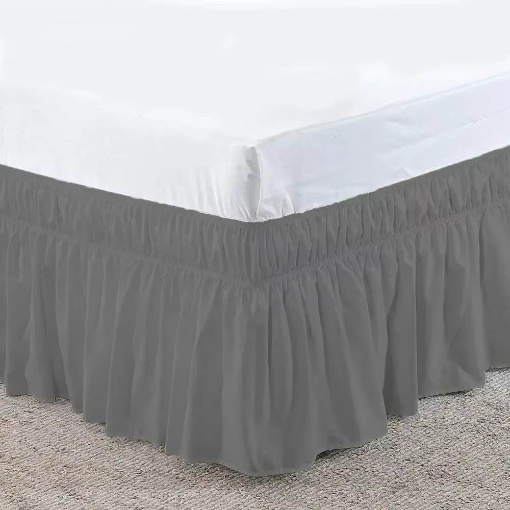 AIGIA Elastic Wrap Around Bed Skirt Dust Ruffle Smooth Soft Bed Frame Cover 15-inch Drop Easy To Put On