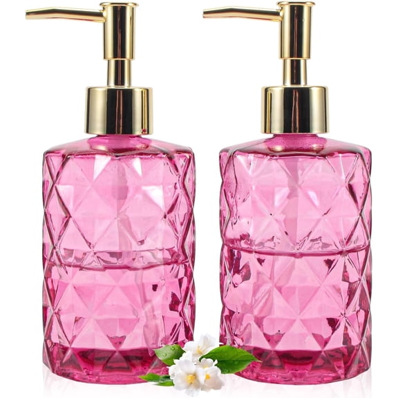 AIGIA Glass Soap Dispenser 12oz Liquid Hand Soap Dispenser, Rustproof Pump for Kitchen & Bathroom,Great for Lotions,Essential Oil,Liquid Soaps(2 Pack)