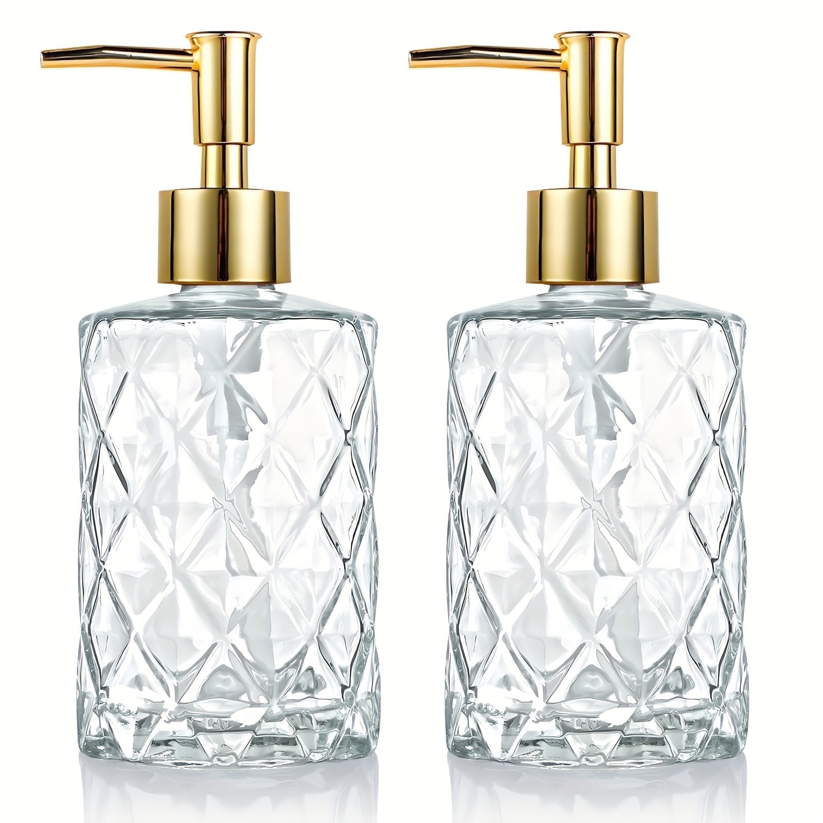 AIGIA Glass Soap Dispenser 12oz Liquid Hand Soap Dispenser, Rustproof Pump for Kitchen & Bathroom,Great for Lotions,Essential Oil,Liquid Soaps(2 Pack)