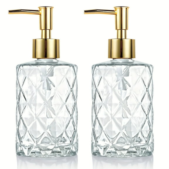 AIGIA Glass Soap Dispenser 12oz Liquid Hand Soap Dispenser, Rustproof Pump for Kitchen & Bathroom,Great for Lotions,Essential Oil,Liquid Soaps(2 Pack)