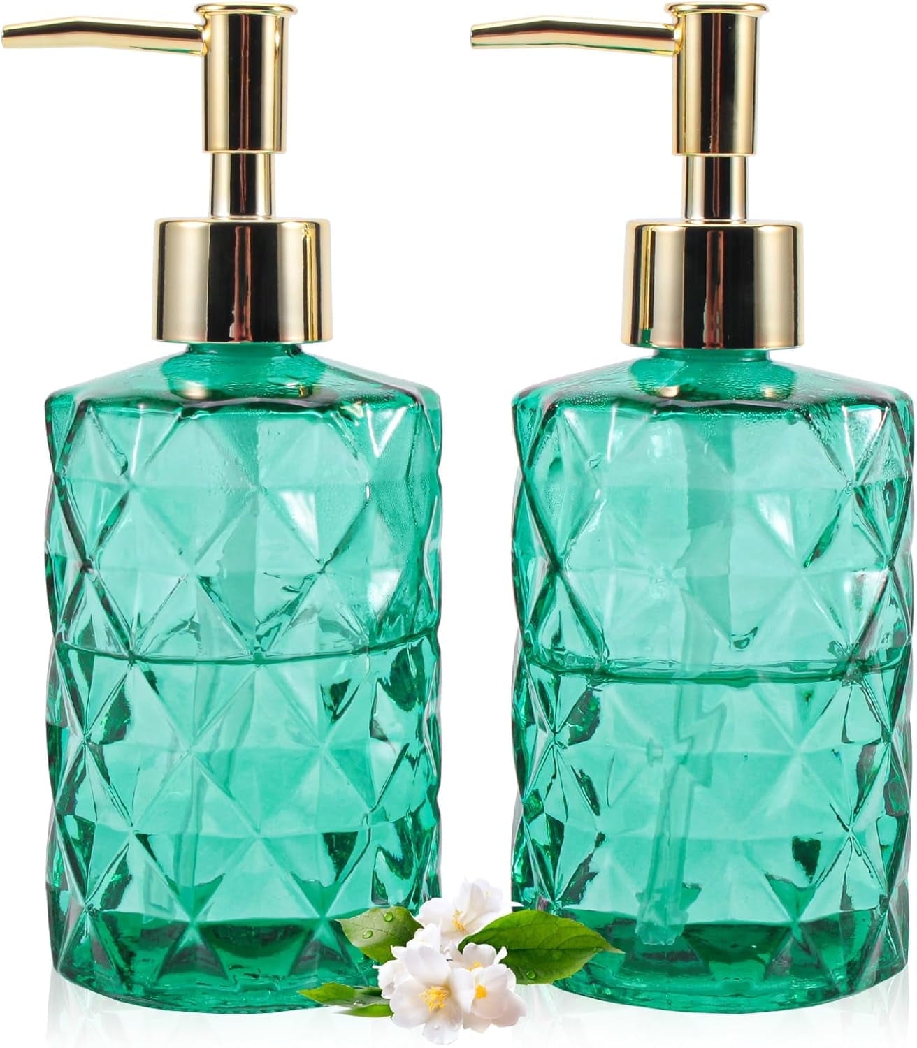 AIGIA Glass Soap Dispenser 12oz Liquid Hand Soap Dispenser, Rustproof Pump for Kitchen & Bathroom,Great for Lotions,Essential Oil,Liquid Soaps(2 Pack)