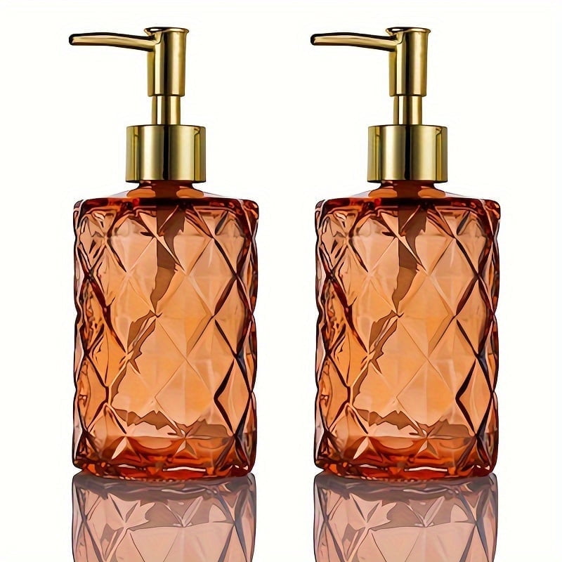 AIGIA Glass Soap Dispenser 12oz Liquid Hand Soap Dispenser, Rustproof Pump for Kitchen & Bathroom,Great for Lotions,Essential Oil,Liquid Soaps(2 Pack)