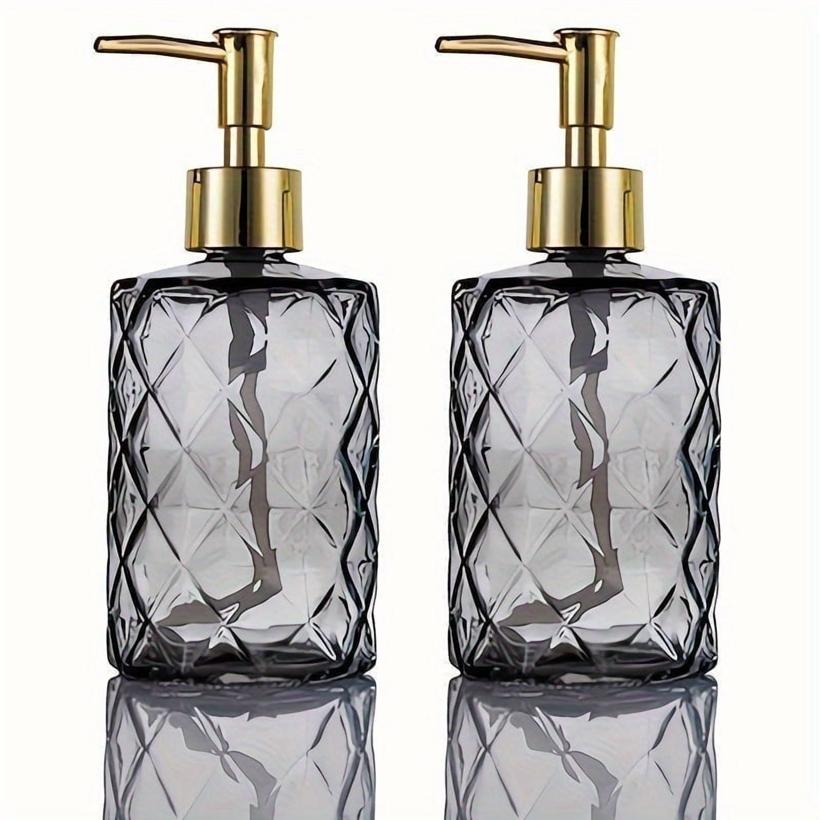 AIGIA Glass Soap Dispenser 12oz Liquid Hand Soap Dispenser, Rustproof Pump for Kitchen & Bathroom,Great for Lotions,Essential Oil,Liquid Soaps(2 Pack)