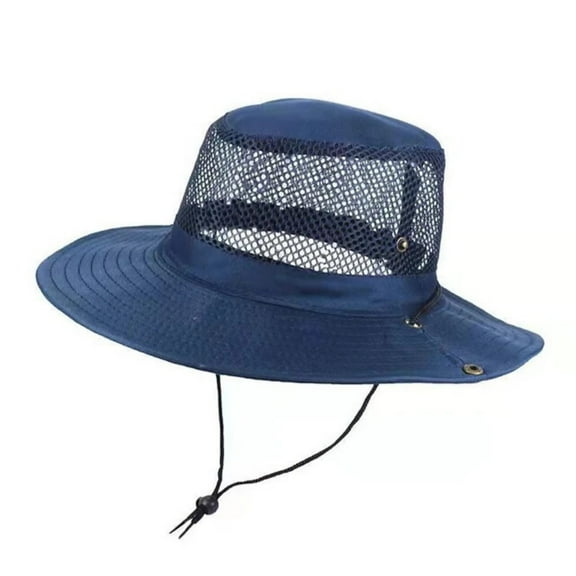 AIGIA Mens Sun Hat Wide Brim Breathable Mesh UPF 50  Waterproof Fishing Hat Foldable Boonie Cap