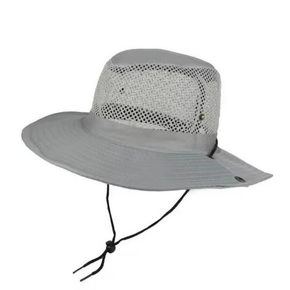 AIGIA Mens Sun Hat Wide Brim Breathable Mesh UPF 50  Waterproof Fishing Hat Foldable Boonie Cap