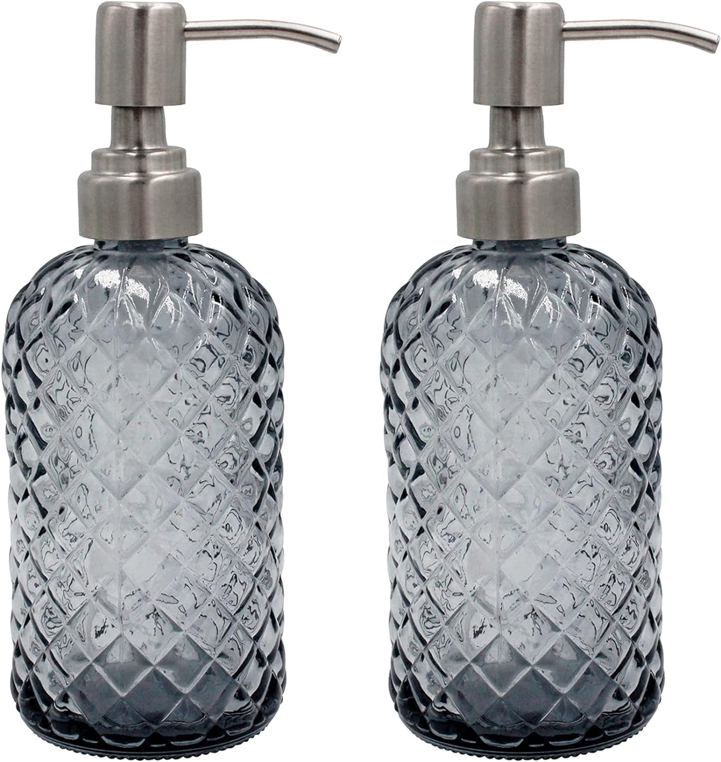AIGIA Pump Soap Dispenser Bottle, 13.5oz Hand Soap Dispenser with Stainless Steel Pump,Refillable Liquid Glass Soap Dispenser Empty for Kitchen, Bathroom Countertop