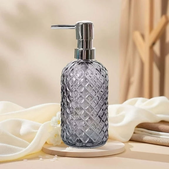 AIGIA Pump Soap Dispenser Bottle, 13.5oz Hand Soap Dispenser with Stainless Steel Pump,Refillable Liquid Glass Soap Dispenser Empty for Kitchen, Bathroom Countertop