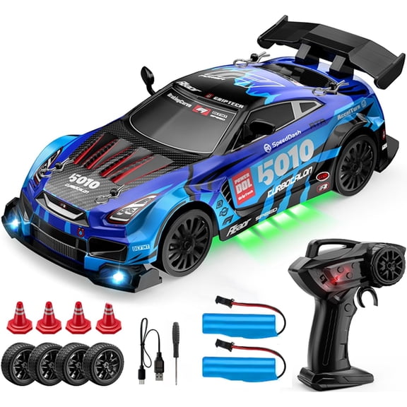 AIGIA RC Drift Car 1:24 Scale 30KM/H High Speed 4WD 2.4GHz Racing Sport Toy Car with LED Lights Racing and Drift Wheels