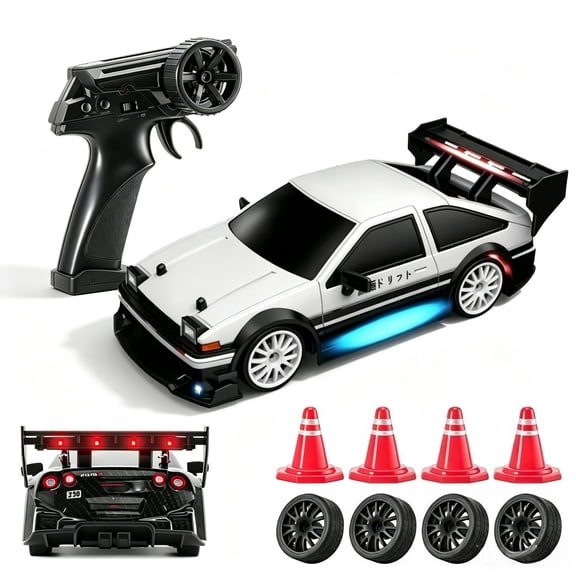 AIGIA RC Drift Car 1:24 Scale 4WD 2.4GHz 30KM/H High Speed Racing Sport Toy Car with LED Lights Racing and Drift Wheels