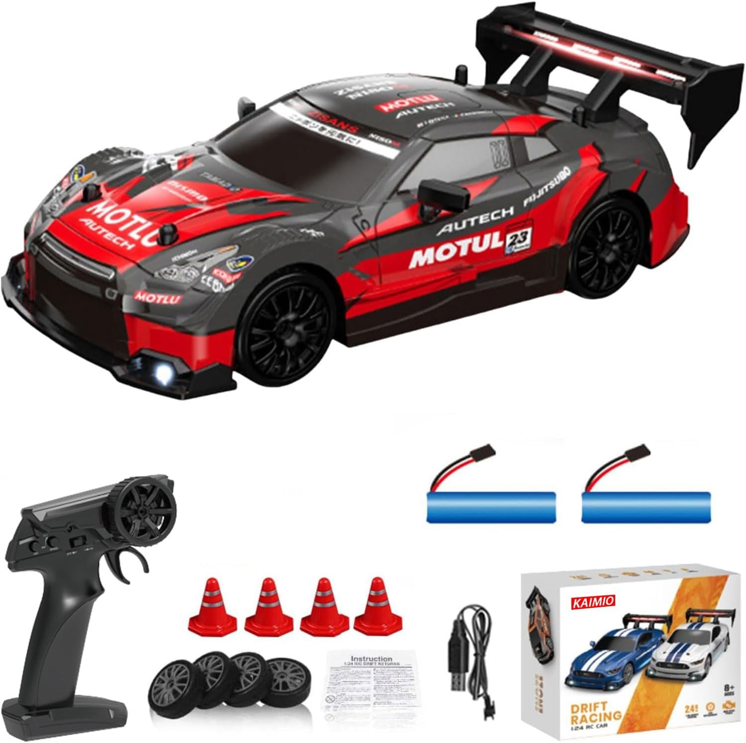AIGIA RC Drift Car 4WD 2.4GHz 1:24 Scale 30KM/H High Speed RC Racing Sport Toy Car with LED Lights