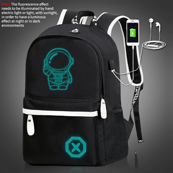 AIGIA School Backpack Cartoon Luminous Bookbag 17 inch Laptop Bag with USB Charging Port