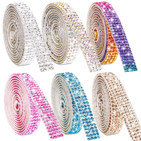 AIGIA Self Adhesive Rhinestone Strips Diamond Bling Crystal Ribbon Sticker Wrap for DIY Car Phone Clothing Shoes Hats Accessories