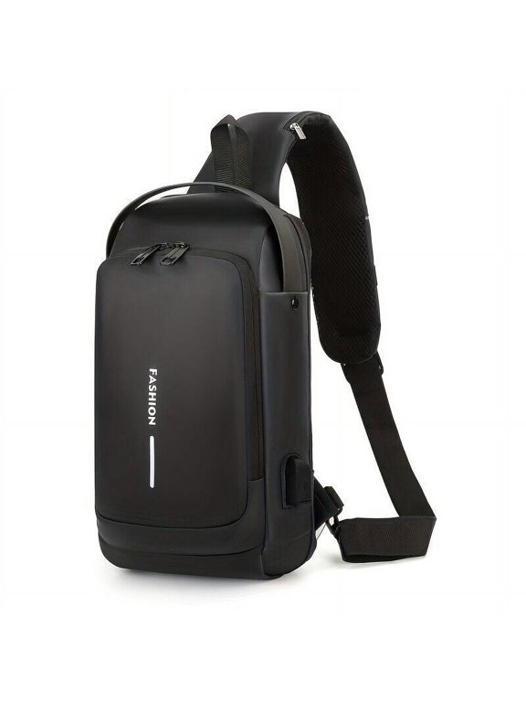 Sling Backpack USB Anti-Theft Waterproof Chest Daypack Casual Shoulder Bag