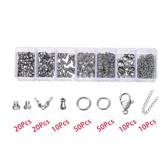AIGIA Stainless Steel Lobster Clasps Open Jump Rings Crimp Beads Caps Set for DIY Bracelet Necklace Jewelry Making Making Kits