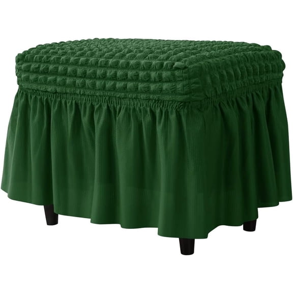 AIGIA Stretch Ottoman Cover Soft Stretch Slipcover with Skirt Rectangle Footstool Modern Furniture Protector
