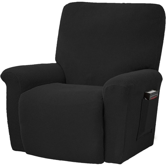 AIGIA Stretch Recliner Chair Covers 4-Piece Soft Sofa Cover 1 Seat Couch Cover Jacquard Recliner Slipcover with Pocket