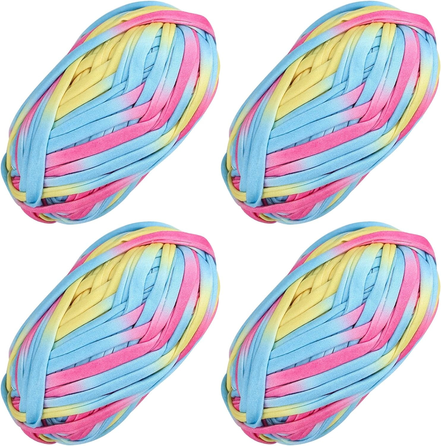 AIGIA T-Shirt Yarn Elastic Fabric Crochet Cloth Yarn Thick Knitting Yarn for Hand DIY Bag Blanket Cushion Crocheting Projects( 2/4/6PCS )