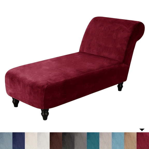 AIGIA Velvet Armless Lounge Chaise Slipcover Stretch Chaise Couch Cover Furniture Cover Recliner Sofa Slipcover