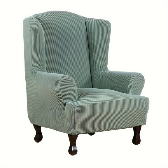 AIGIA Wingback Chair Covers Velvet Plush Wing Chair Slipcover 1 Piece Wing Back Chair Slipcovers Sofa Cover with Elastic Bottom